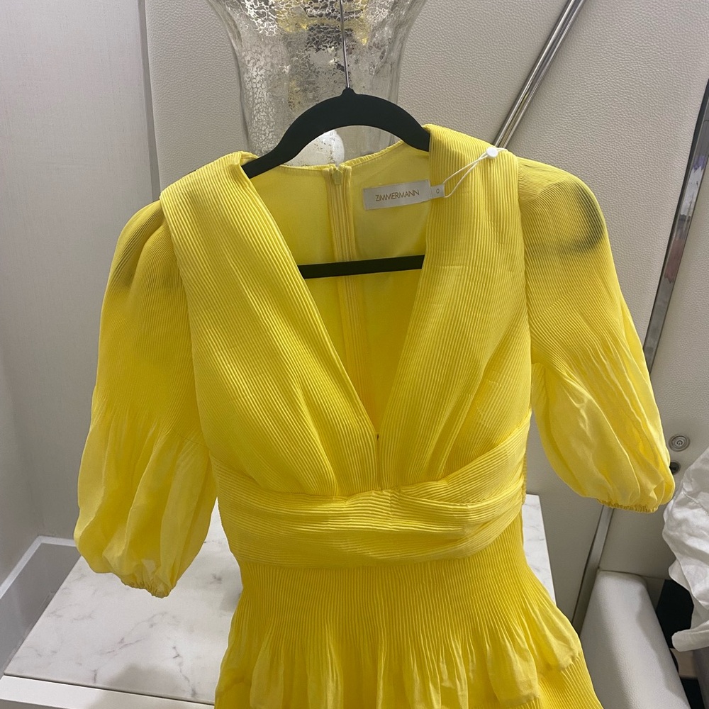 BRAND NEW WITH TAGS Zimmermann yellow pleated dress. Zimmermann size 0 US size 4 - Picture 2 of 5